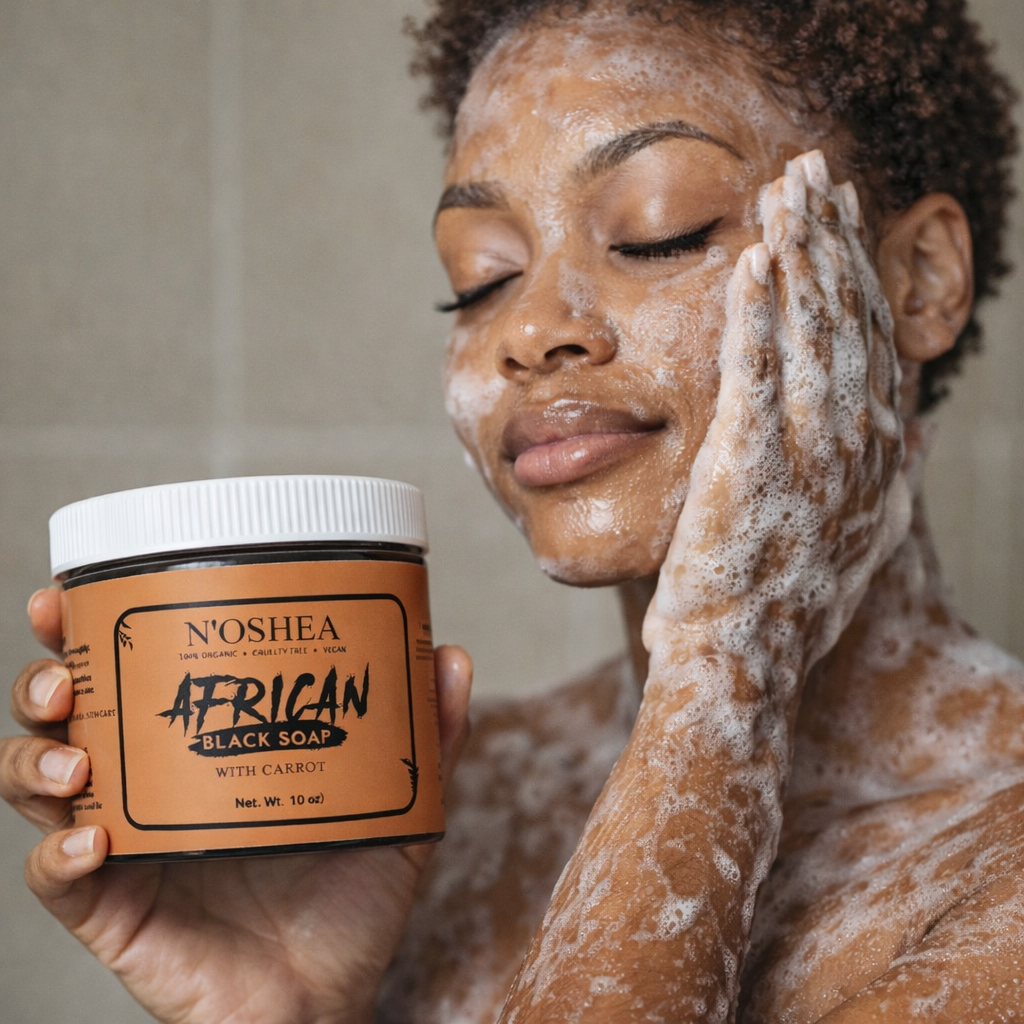 N’OSHEA Travel Size African Black Soap Paste - Carrot and Kojic