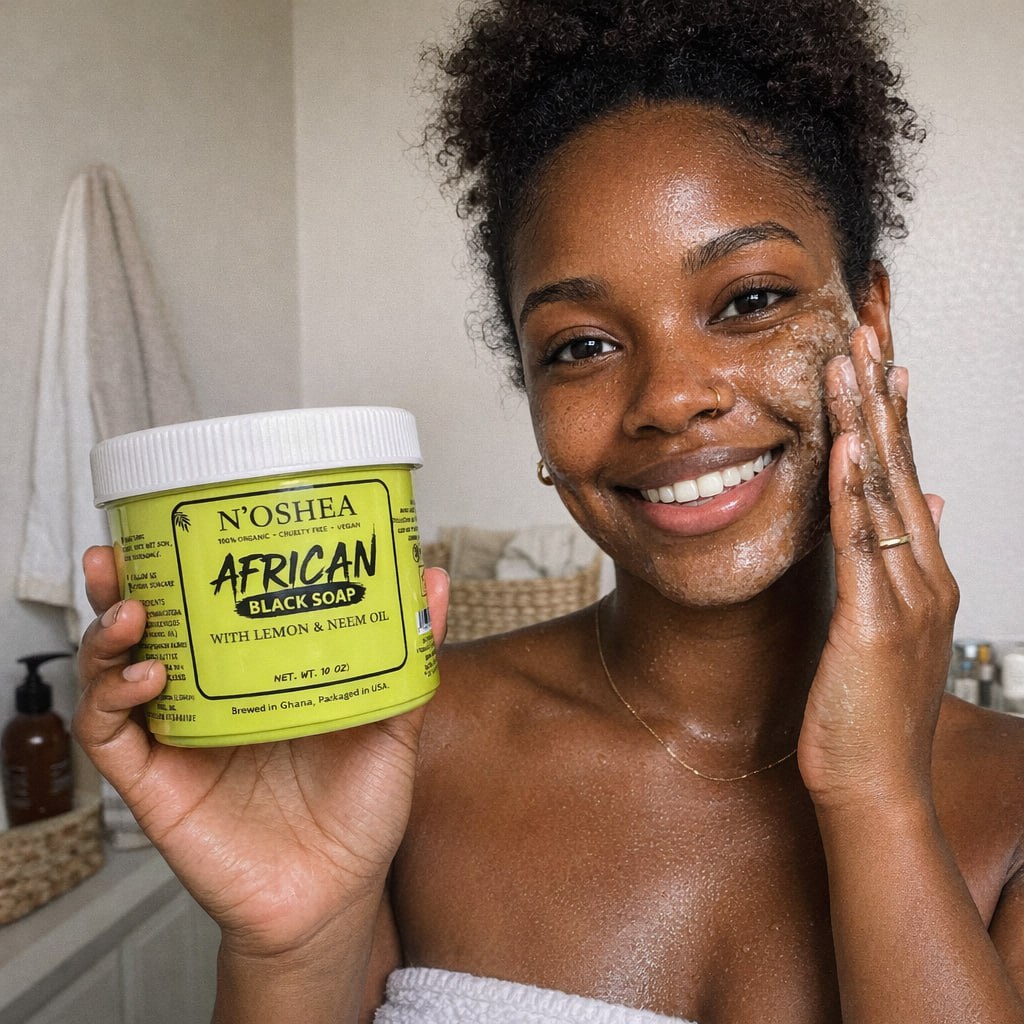 N’OSHEA Travel Size African Black Soap Paste Infused with Lemon & Neem Oil