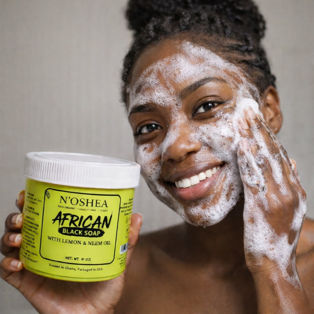 N’OSHEA Travel Size African Black Soap Paste Infused with Lemon & Neem Oil