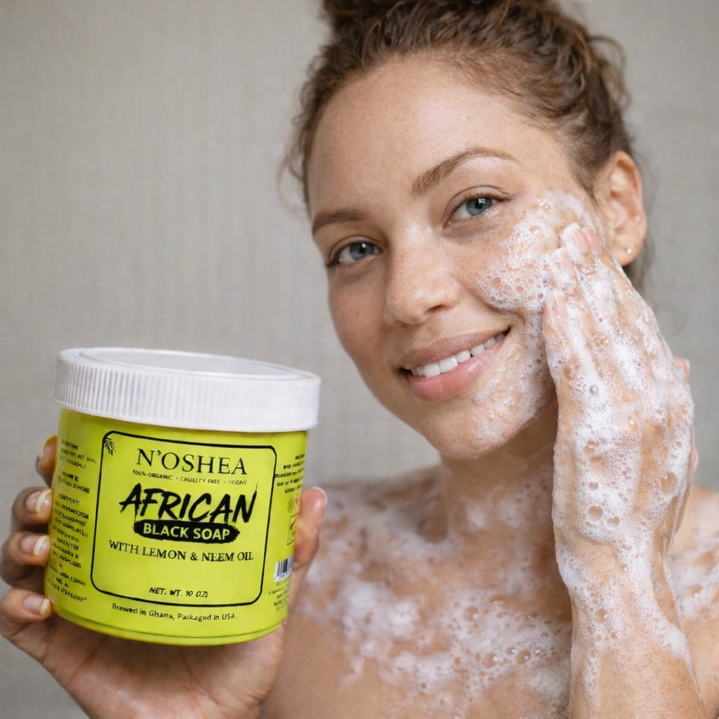 N’OSHEA Travel Size African Black Soap Paste Infused with Lemon & Neem Oil