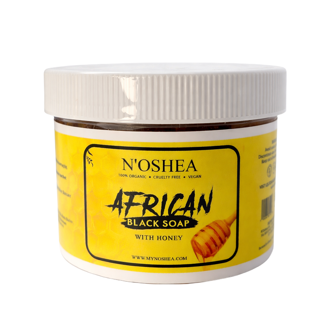 N’OSHEA Travel African Black Soap Paste Infused with Honey.100% Organic Cruelty Free Vegan 10 oz for Soft Radiant Skin